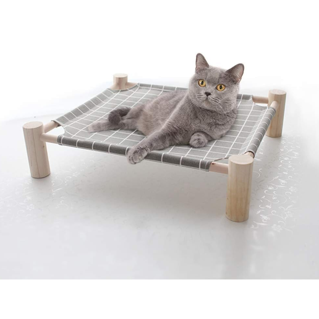 CATRE PARA MASCOTAS PEQUEÑAS/ GRIS CON LINEAS BLANCAS