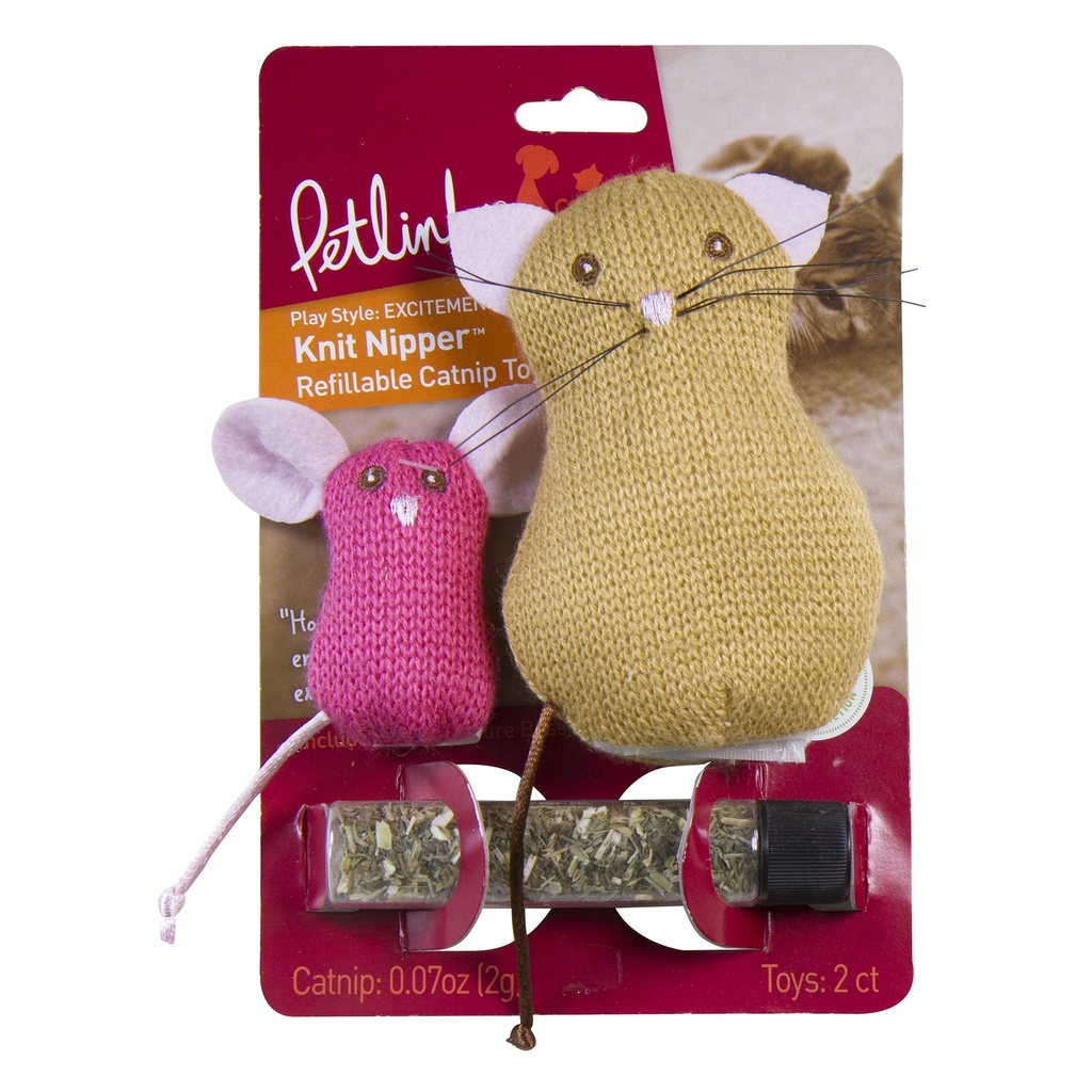 GODOG PETLINKS JUGUETE KNIT NIPPER CAT & MOUSE