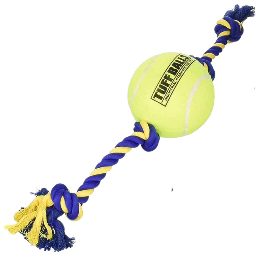 PETSPORT MED 3KNOT COTTON ROPE WITH 2.5" TENNIS BALL