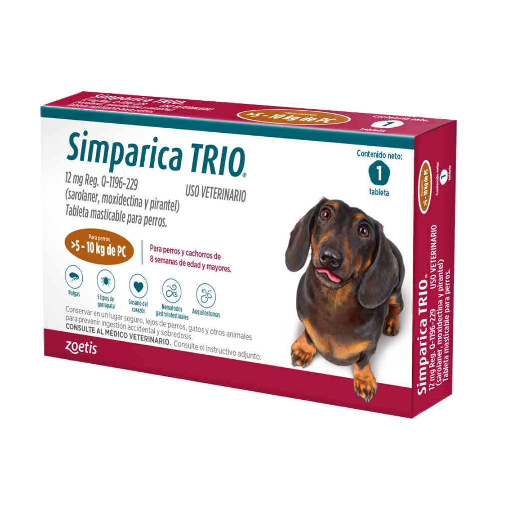 SIMPARICA TRIO CARAMEL 12MG 5-10KG POR PASTILLA