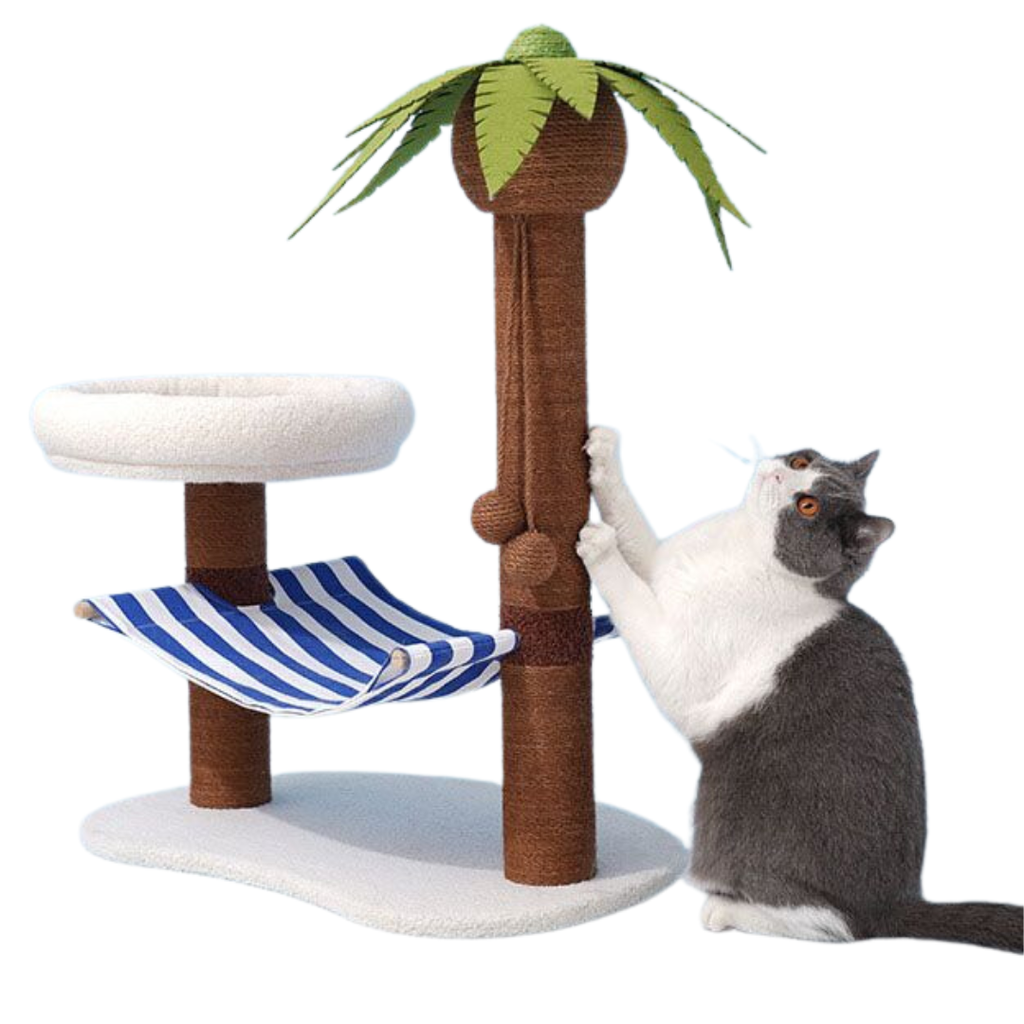 RASCADOR PARA GATO ARBOL DE COCO CON HAMACA