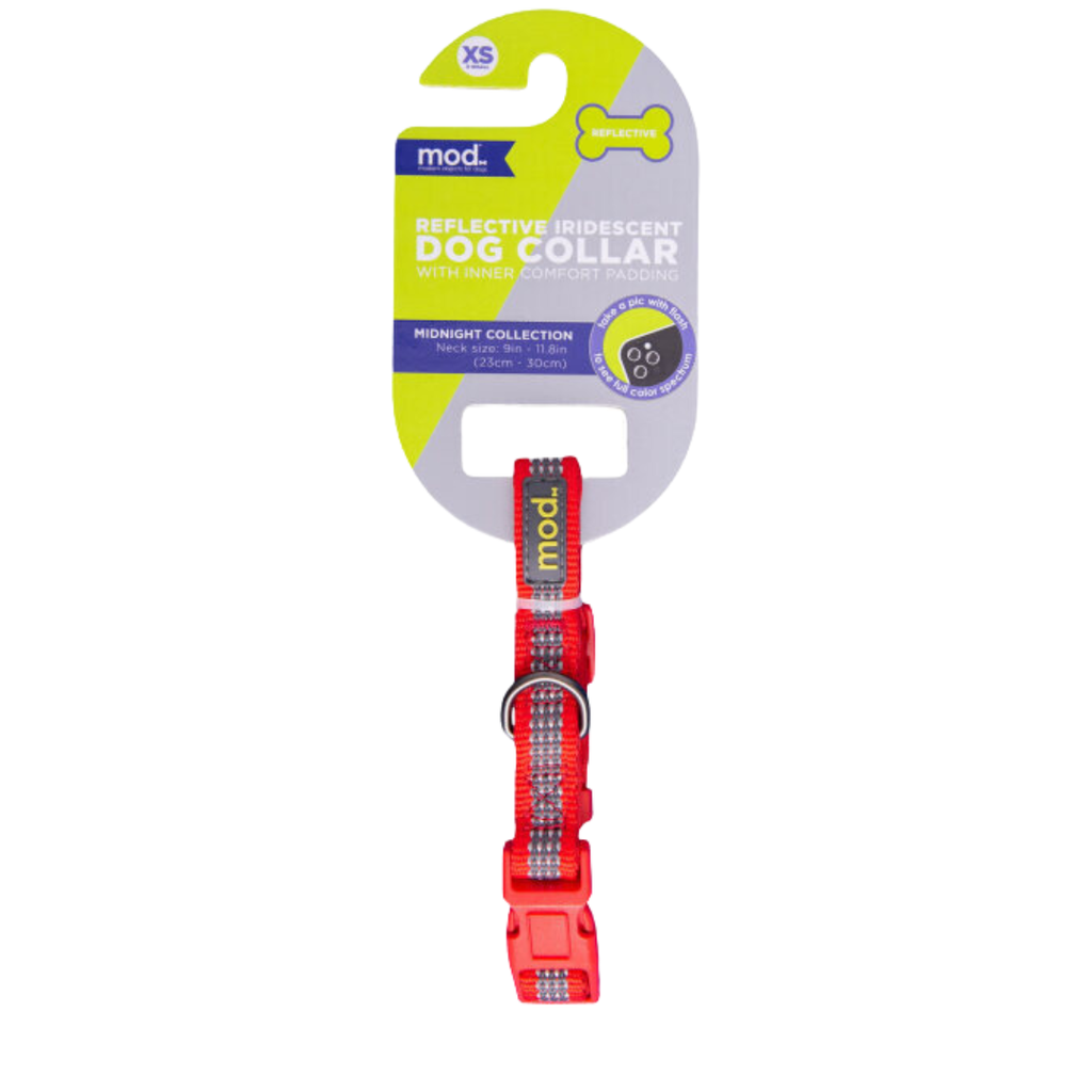 COLLAR REFLECTIVO MOD ROJO NEON XS