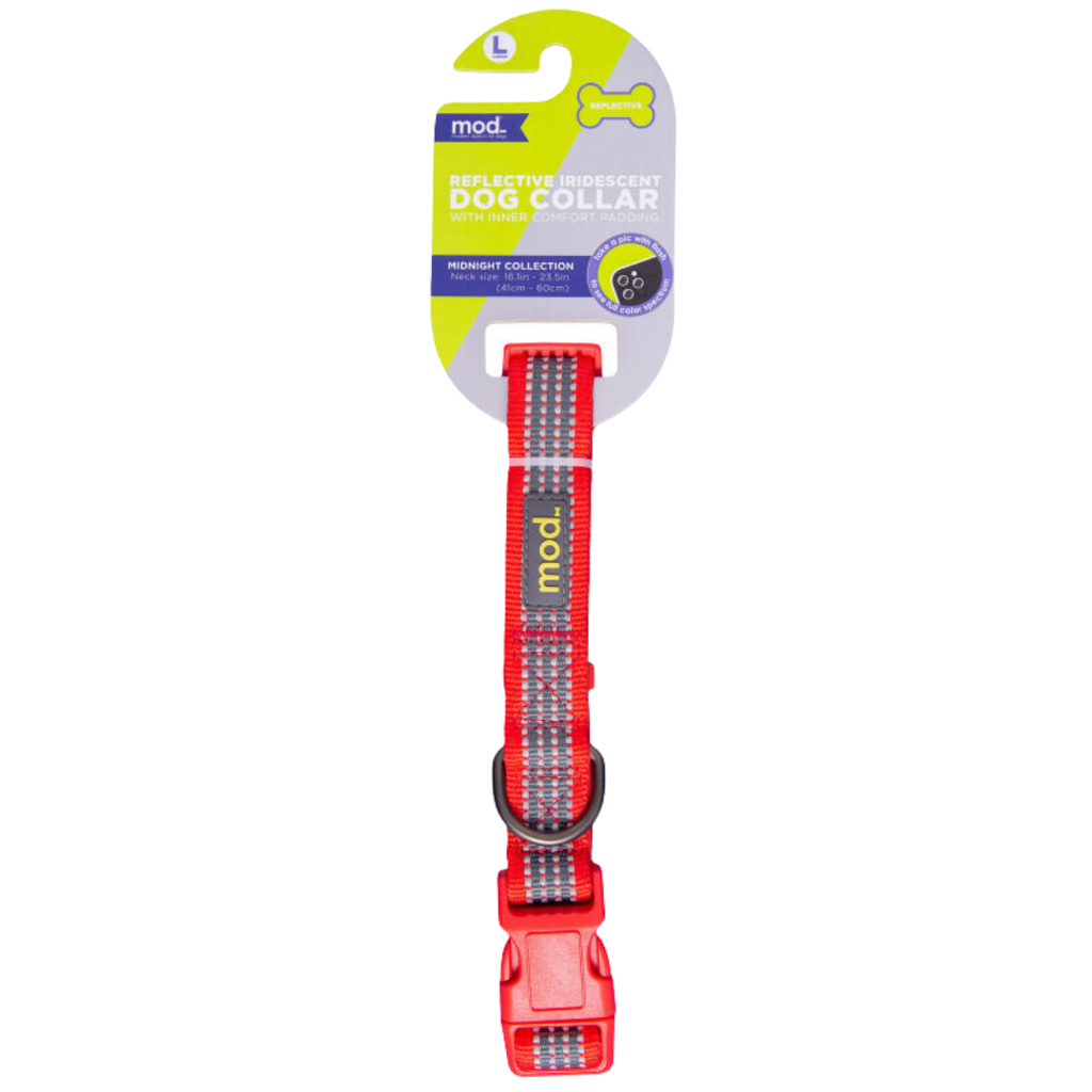 COLLAR REFLECTIVO MOD ROJO NEON L