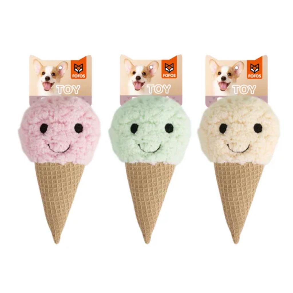 JUGUETE PARA CACHORROS EN FORMA DE CONO DE HELADO CON PITO